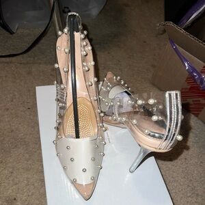 Clear with pearls heels